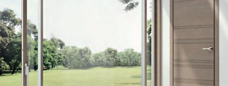 Porta finestra scorrevole Slim in Toatal look, finitura rovere cera come porta interna